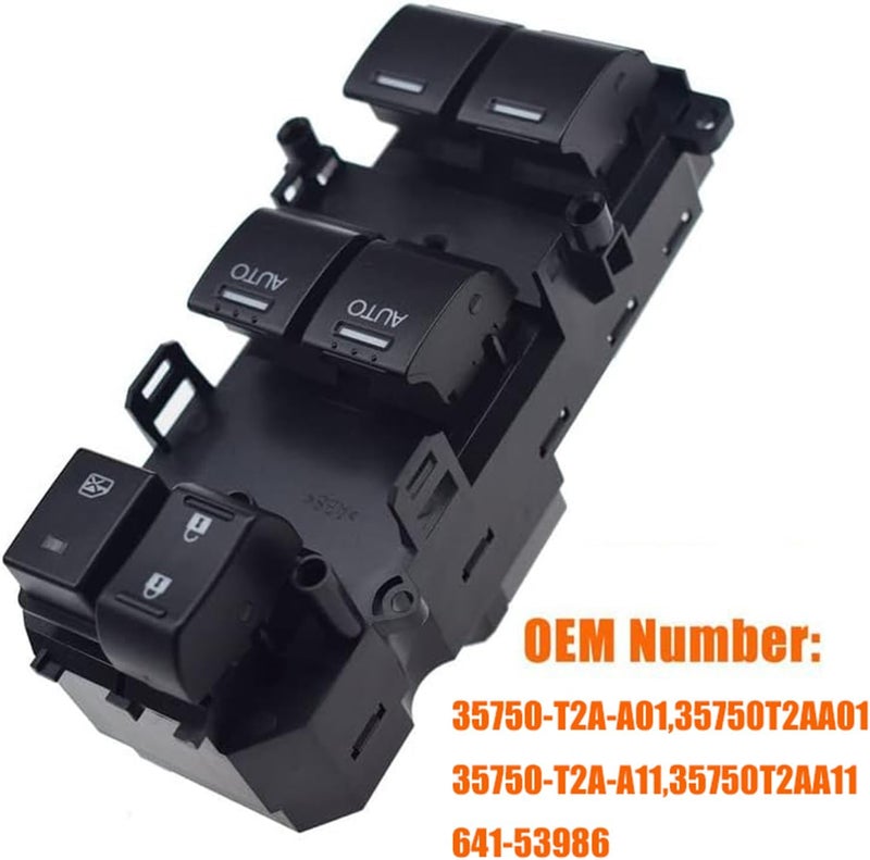 TINJO Front Left Driver Side Master Window Switch Compatible with Honda Accord Sedan EX-L 2013 2014 2015 2016 2017, Replace OE 35750T2AA01,35750-T2A-A01 | Fit for Driver Side Double Auto Switch Button - Image 4
